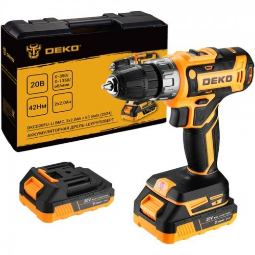 Дрель-шуруповерт Deko DKCD20FU-Li + набор 63 предмета (063-4093) 