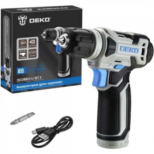 Дрель-шуруповерт DEKO ZKCD80FU-Li SET 3 в кейсе (063-4128) 3