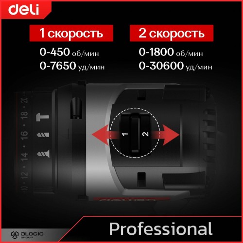 Дрель-шуруповерт Deli DE-CZ16-1D2 1
