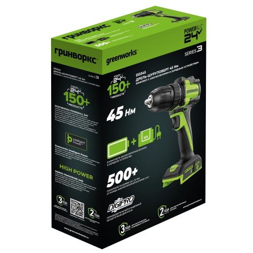 Дрель-шуруповерт Greenworks DD345 (3708307CUA) 