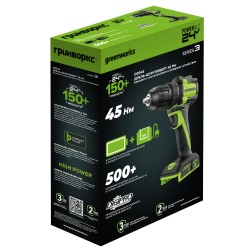Дрель-шуруповерт Greenworks DD345(3708307CUC)