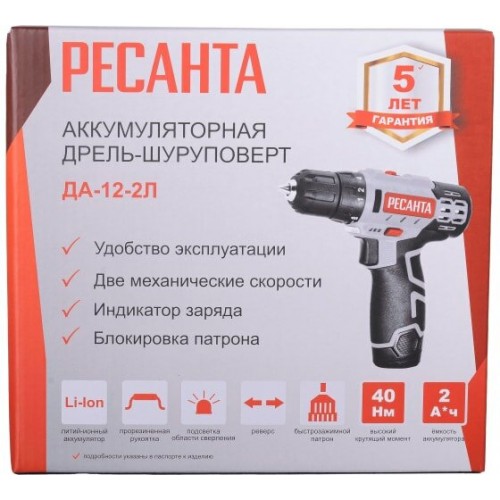 Дрель-шуруповерт Ресанта ДА-12-2Л (75/14/1) 5