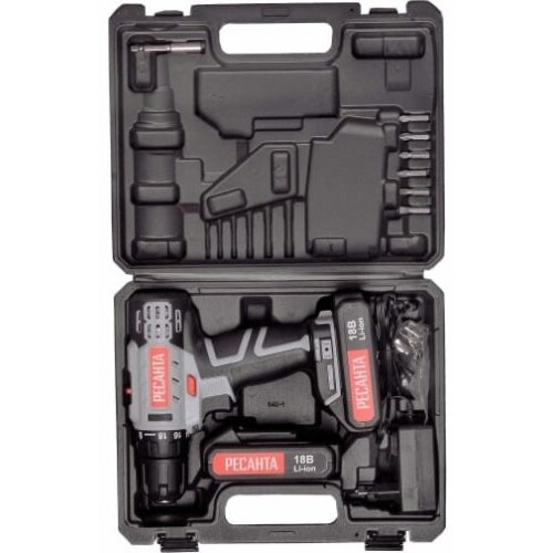 Дрель-шуруповерт Ресанта ДА-18-2ЛК (75/14/5) 1