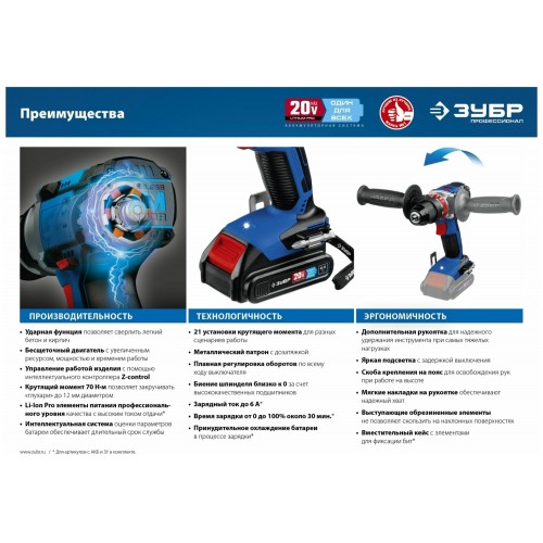 Дрель-шуруповерт ЗУБР DBS-201-22 3