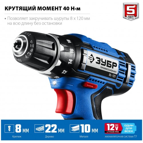 Дрель-шуруповерт ЗУБР DL-121-22F 3