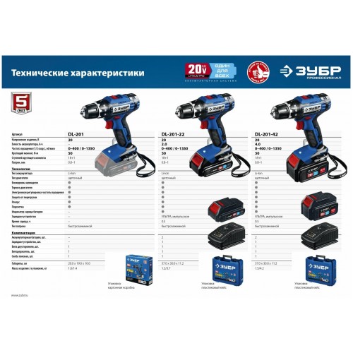 Дрель-шуруповерт ЗУБР DL-201-22 5