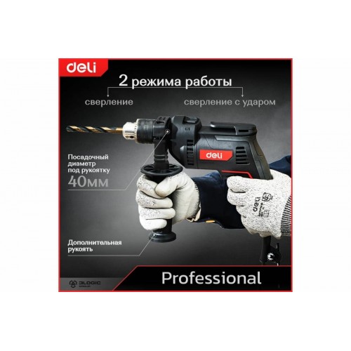 Дрель ударная Deli DE-CZ13-1E 1