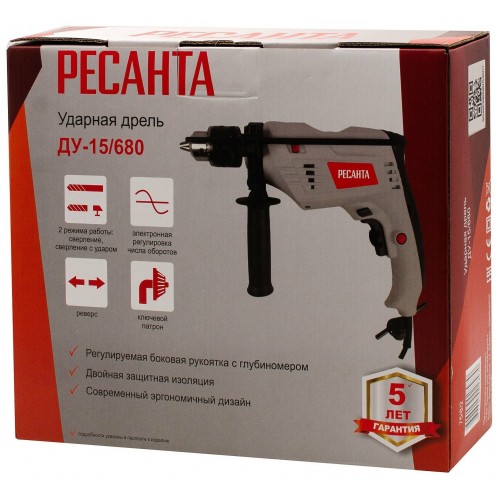 Дрель ударная Ресанта ДУ-15/680 (75/8/2) 4