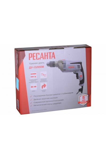 Дрель ударная Ресанта ДУ-15/950М (75/8/4) 4