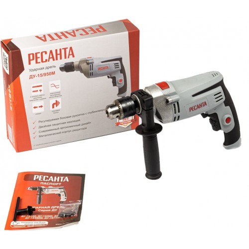 Дрель ударная Ресанта ДУ-15/950М (75/8/4) 6