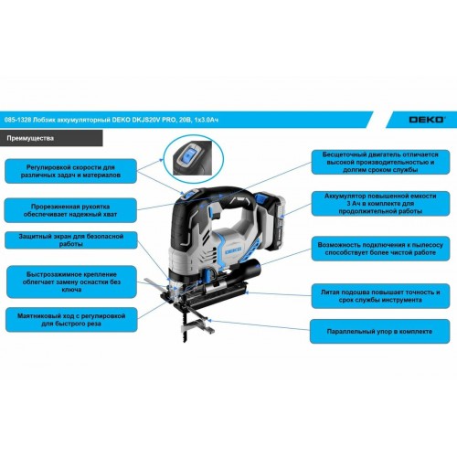 Электролобзик DEKO DKJS20V Pro (085-1328) 1