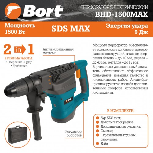 Перфоратор Bort BHD-1500-MAX 1