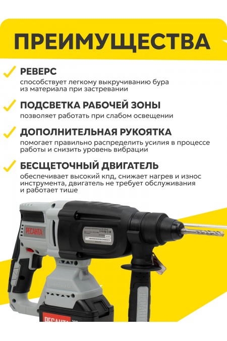 Перфоратор Ресанта АП-20Li/4 (75/3/12) 7