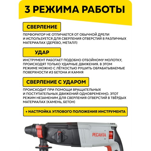 Перфоратор Ресанта П-30-900К (75/3/2) 3
