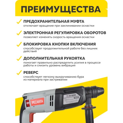 Перфоратор Ресанта П-30-900К (75/3/2) 6