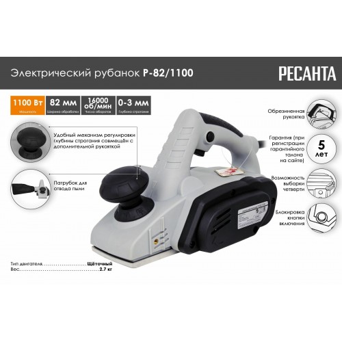 Рубанок Ресанта Р-82/1100 (75/5/4) 5