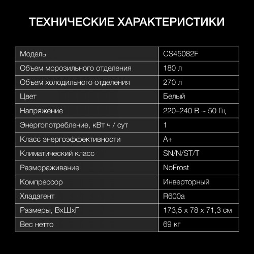 Холодильник Hyundai CS45082F (Side-by-Side) (белый) 26