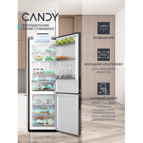 Холодильник Candy CFN6185SDC (серый) 3