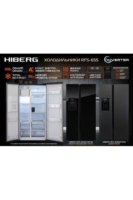 Холодильник Hiberg RFS-655DX NFB Inverter (Side-by-Side) (графитовый) 2