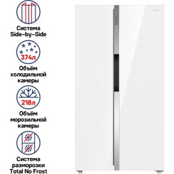 Холодильник MAUNFELD MFF177NFW (Side-by-Side) (белый)