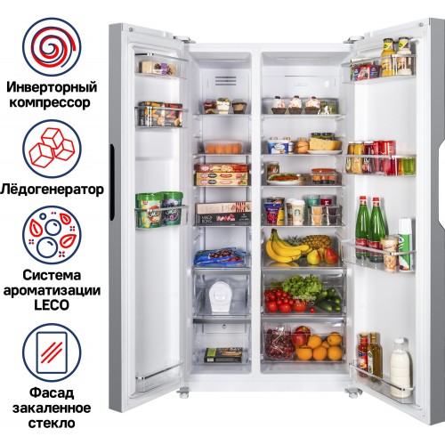 Холодильник MAUNFELD MFF177NFW (Side-by-Side) (белый) 9