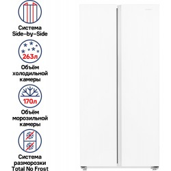 Холодильник MAUNFELD MFF177NFWE (Side-by-Side) (белый)