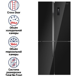 Холодильник MAUNFELD MFF182NFBE (Side by Side) (черный)