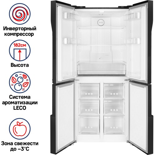 Холодильник MAUNFELD MFF182NFSBE (Side-by-Side) (черный) 1