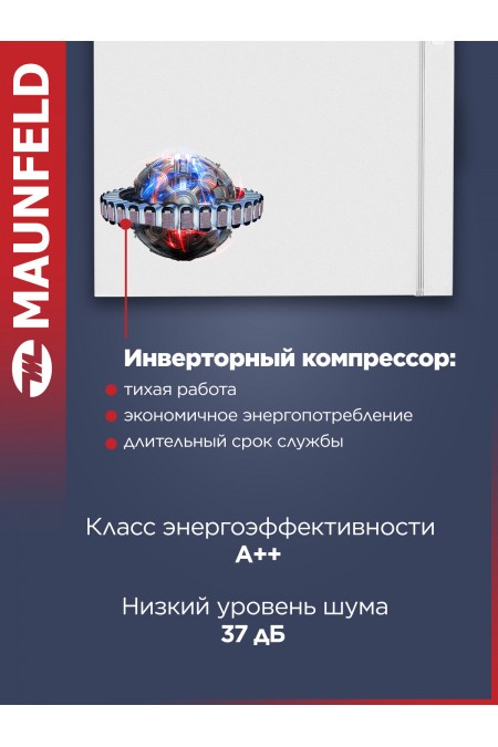 Холодильник Maunfeld MFF183NFWE Matt Inverter (Side-by-side) (матовый белый) 2