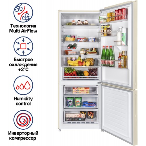 Холодильник MAUNFELD MFF1857NFBG (бежевый) 1
