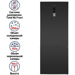 Холодильник MAUNFELD MFF1857NFSB (черный)