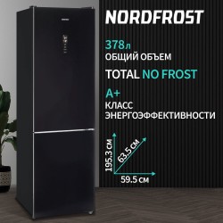 Холодильник NORDFROST RFC 390D NFGB (черное стекло)