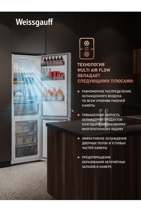 Холодильник Weissgauff WRK 2000 Total NF Inverter Glass (белое стекло) 3