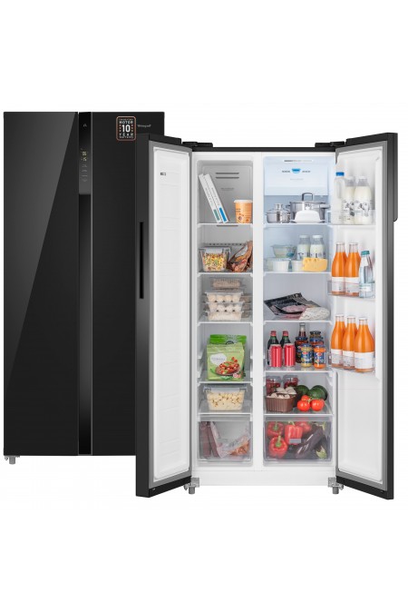 Холодильник Weissgauff WSBS 500 Inverter NF Glass (Side-by-Side) (черный) 1