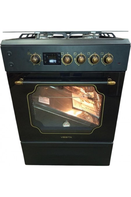 Комбинированная плита Vesta Valencia VGE 6042.1245678 Retro CHU (черный матовый) 