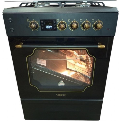 Комбинированная плита Vesta Valencia VGE 6042.1245678 Retro CHU (черный матовый) 