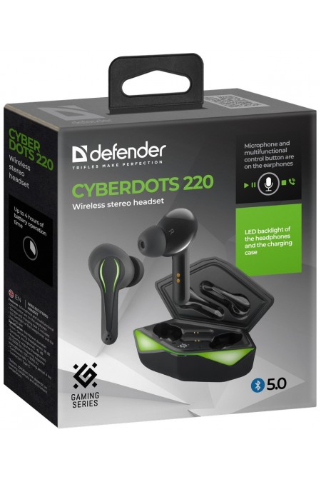 Беспроводные наушники Defender CyberDots 220 (63220) (черный) 9