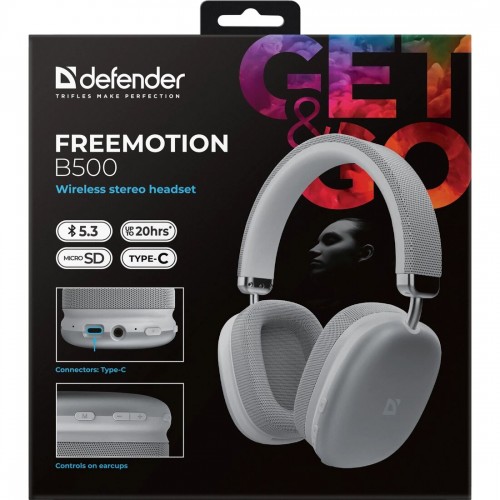 Беспроводные наушники Defender FreeMotion B500 (63503) (серебристый) 1