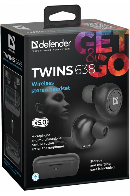 Беспроводные наушники Defender Twins 638 (63638) (черный) 7