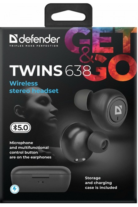 Беспроводные наушники Defender Twins 638 (63638) (черный) 8