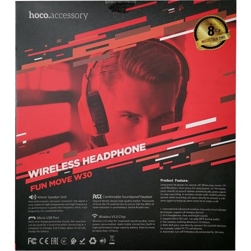 Беспроводные наушники Hoco W30 Fun move (красный/черный) 2