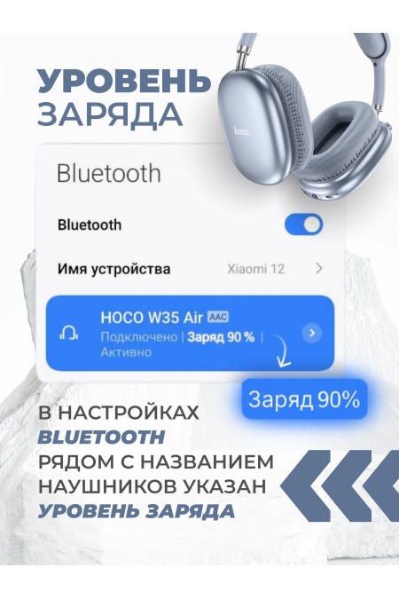 Беспроводные наушники Hoco W35 Air (синий) 4