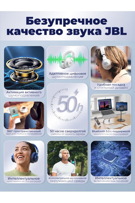 Беспроводные наушники JBL LIVE 770NC (белый) 1