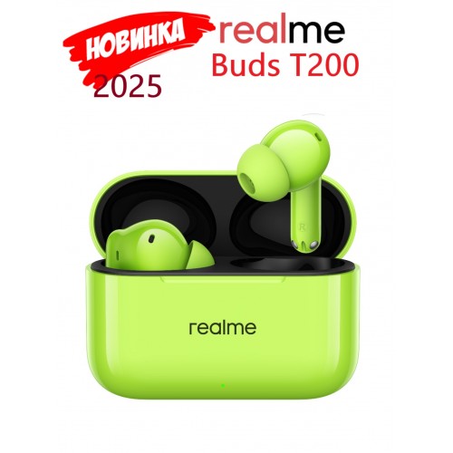 Беспроводные наушники Realme Buds T200 (зеленый/черный) 