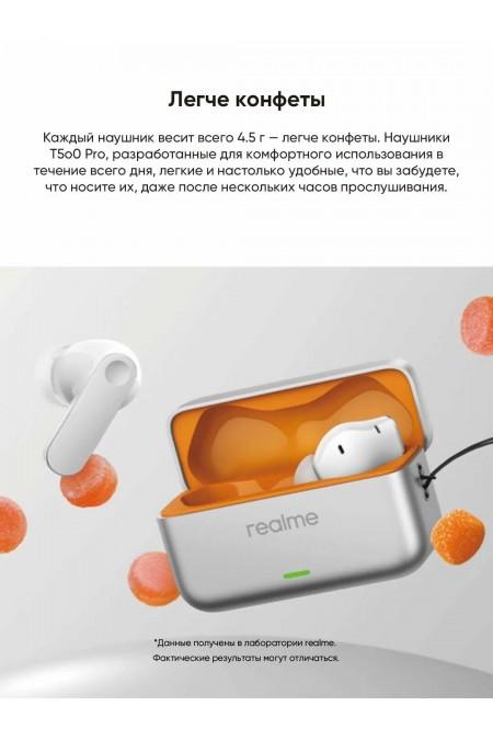Беспроводные наушники Realme Buds T500 Pro (желтый) 4