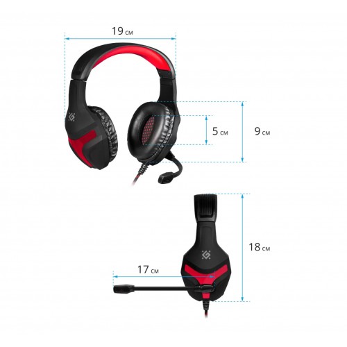 Компьютерная гарнитура Defender BLACK FEAR (черный/красный) 1