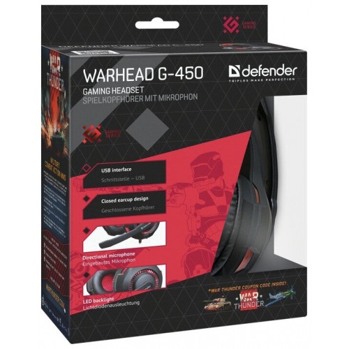 Компьютерная гарнитура Defender Warhead G-450 (64146) (черный/красный) 6