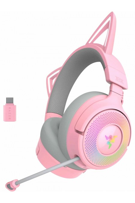 Компьютерная гарнитура Razer Kraken Kitty V3 Pro Quartz (RZ04-05170200-R3M1) (розовый/серый) 