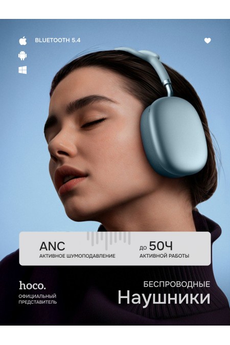 Наушники Hoco W65 Plus ANC (голубой) 
