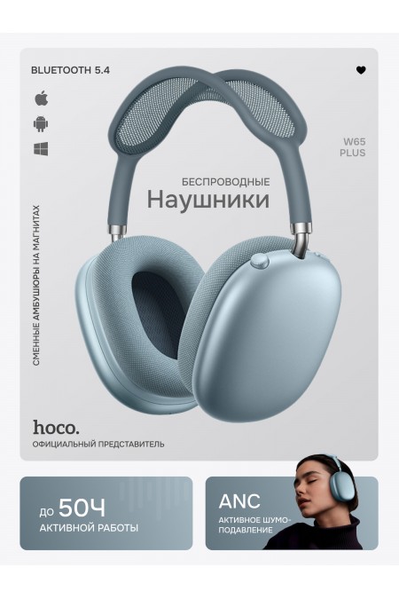Наушники Hoco W65 Plus ANC (голубой) 1